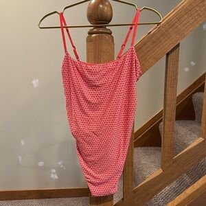 aerie Coral Pink Printed Scoop Neck Bodysuit